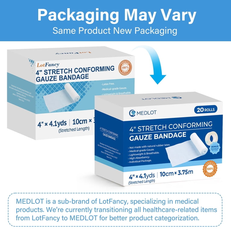 LotFancy Sterile Gauze Bandage Roll, 4" x 4 Yards, 20-Pack photo 5