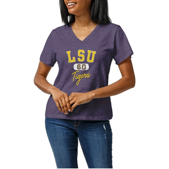 Women's Heather Purple LSU Tigers Intramural Tri-Blend Boyfriend V-Neck T-Shirt