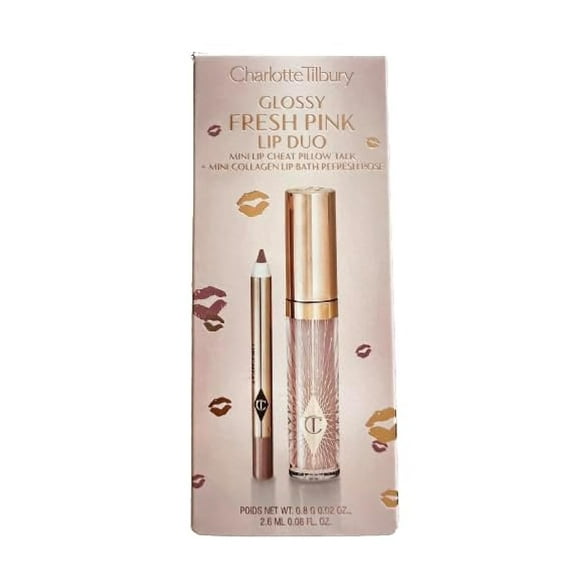 Minialmohadilla Lip Duo CHARLOTTE TILBURY, rosa fresca, para labios, Talk & Collegen, para baño de labios, rosa