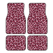 Daiia Rose Leopard Print Printed Car Floor Mats Set of 4, Durable Non Slip Auto Floor Carpet, Car Interior Carpets Proof Foot Pads Anti-Slip Cushion Automoetive Accessories