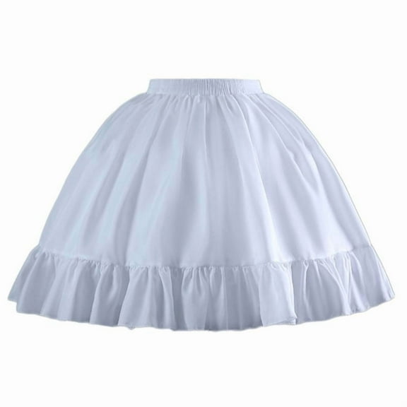 ZUARFY Womens Lolita Cosplay Short Petticoat Ruffles Single Hoop Crinoline Underskirt Elastic Waist Bridal Wedding Skirt Slips
