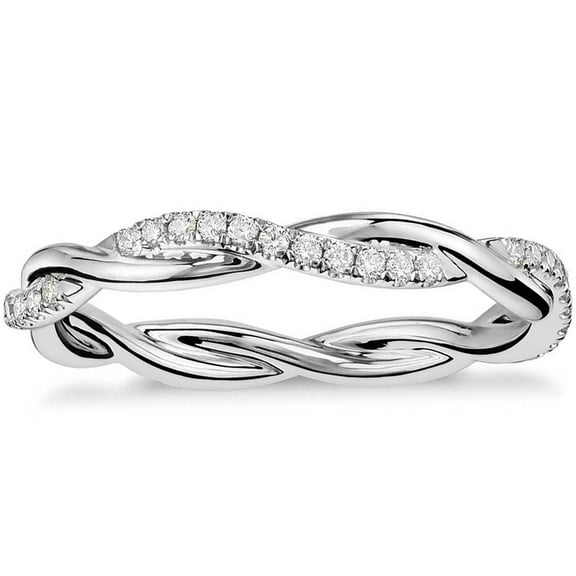 Pompeii 1/3 Ct Diamond Eternity Petite Twist Vine Eternity Wedding Ring 10k White Gold