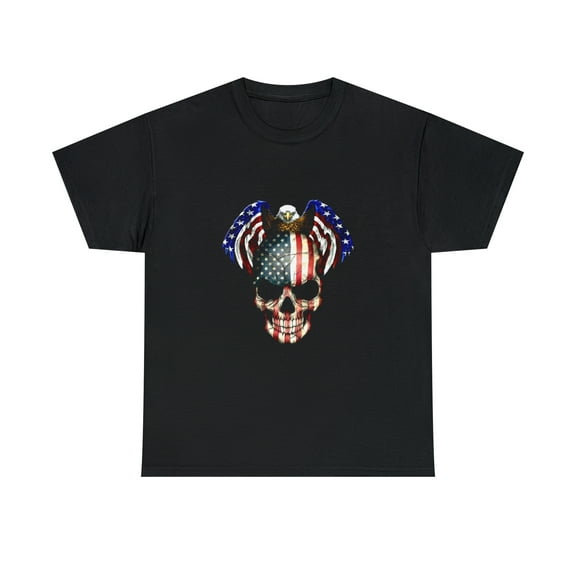 Skull and Eagle American Flag Colors Independence Day T-Shirt