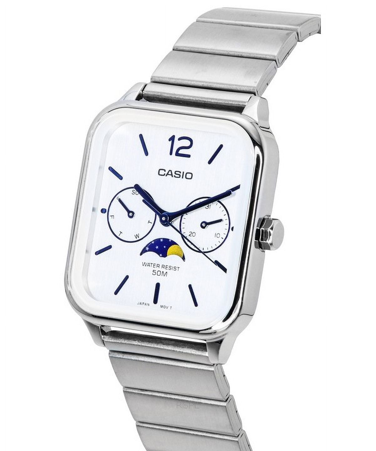Casio Men's Analog Moon Phase Silver Dial Quartz Watch MTP Casio Men's Analog Moon Phase Silver Dial Quartz Watch MTP