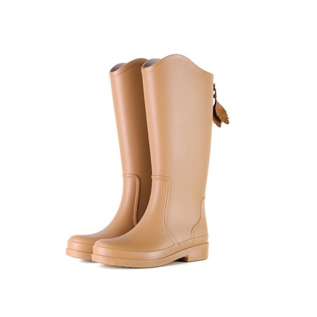 

Harsuny Tall Rain Boots for Women Waterproof Garden Shoes Anti-Slip Work Boot High Tube Khaki 5.5