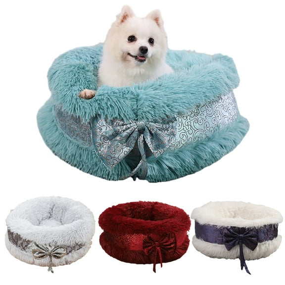 AJZIOJIRO Winter Warm Dogs Bed Luxury Fluffy Round Kitten Puppy Dogs for Room Sofa with Non-slip Bottom for Small Medium Dogs