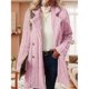 thumbnail image 4 of Abrigo de Felpa para Mujer, Cómodo, Informal, Cálido, con Cuello de Traje, Cruzado, Medio. Rosa L, 4 of 10