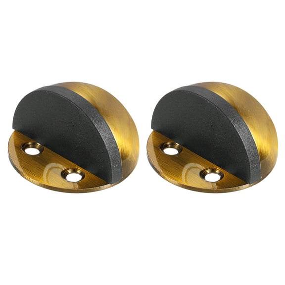 No Drilling Dome Shaped Door Stop, Floor Mount Door Stopper Self Adhesive Wall Protector, Yellow Bronze 2 Pack