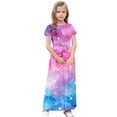 thumbnail image 4 of BFHHYA Girls Short Sleeve Maxi Dress Teens Fashion Print Loose Flowy Dress Summer Beach Boho Tshirt with Pockets Size 4-14 Y, 4 of 8