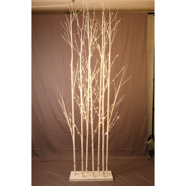 9.8' PreLit Large Birch Artificial Tree Warm White LED Lights