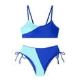 thumbnail image 3 of WOYY Girls Bathing Suits Color Block Side-Tie Bikini Set Beach Swimsuits, Sizes 7-16, 3 of 4
