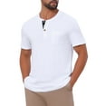 thumbnail image 5 of INSPIRE CHIC Men's Henley T-Shirts Casual Summer Short Sleeves Button Basic Tee XL White, 5 of 6