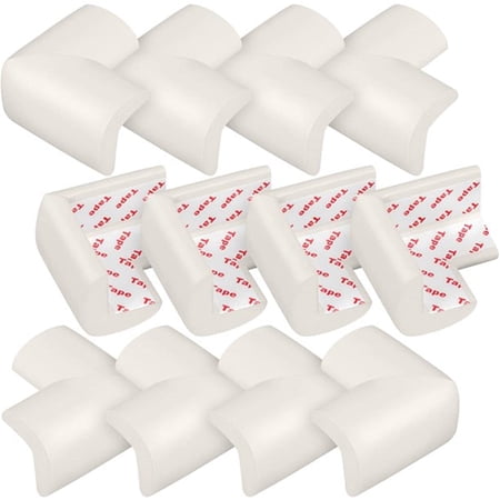 Bexikou 12 Pack Soft Baby Proofing Corner Guards & Edge Protectors, Pre-Taped Child Safety Corner Protectors, Furniture Bumper Cushions for Sharp Table Edges & Corners, White