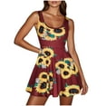 thumbnail image 2 of Ovzne Robes pour Femmes Robe d'Été Femmes Sans Manches Imprimé Tournesol Robe d'Été Plage Ligne A Décontractée Grande Taille Robe Maxi Imprimée Liquidation, 2 of 7