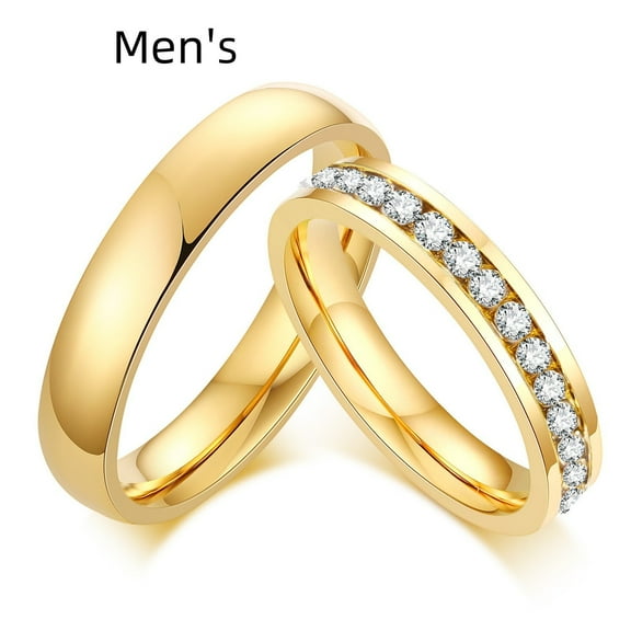 Titanium Steel Couple Ring Pair Closed Mouth