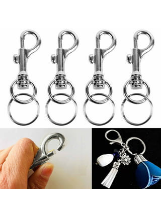 4 Pc Large Silver Spring Clip Metal Snap Hook Key Ring Lobster Clasp  Keychain 