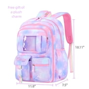 Backpacks for Girls with Charm,Schoolbags for Primary School Kids 8-14 Years,Kids Girls Teens Back to School Waterproof Large-Capacity Backpacks,Dreamy Purple