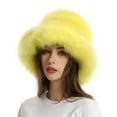 thumbnail image 4 of Luowei Christmas Soft Pullover Hat, Yellow Winter Thermal Christmas Caps, Fuzzy Bucket Hat Fashion Warm Winter Hat Fluffy Furry Plush Faux Hats Fishing Hat Bucket Hats for Women 2024, One Size, 4 of 7