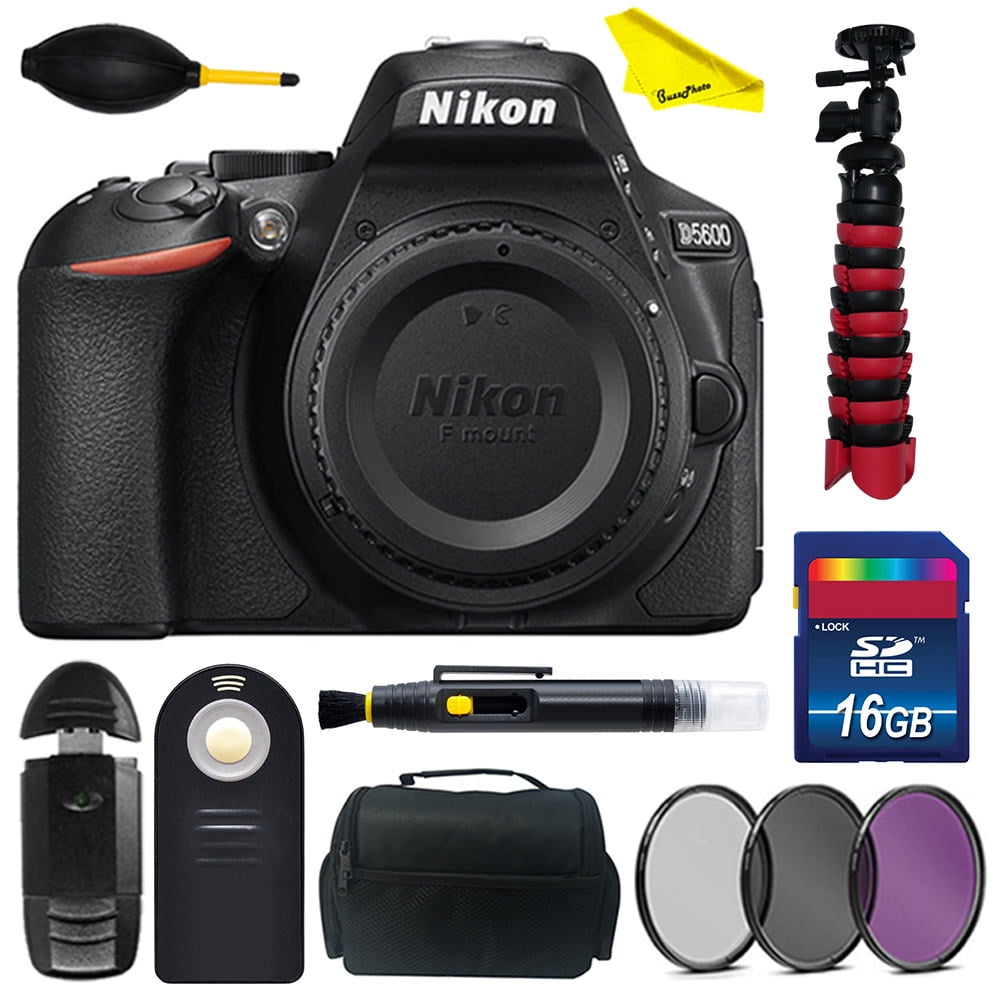 Nikon D5600 DSLR Camera (Body Only) with BuzzPhoto Basic Accessories Kit