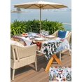 thumbnail image 4 of Outdoor Tablecloth with Umbrella Hole and Zipper, Christmas Rectangle Table Cloth 54x80 Inch Waterproof Tablecloth, Snowman Poinsettia Snowy Pine Leaves Wooden Picnic Table Cover for Patio Camping, 4 of 7