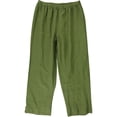 thumbnail image 1 of HC Collection Womens Pintuck Hem Casual Cropped Pants, Green, Medium, 1 of 2