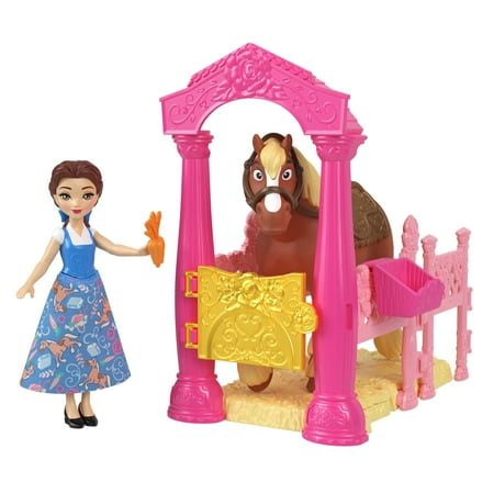 Disney Princess Belle & Philippe Small Doll & Horse Set with Stable Playset & Accessories