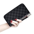thumbnail image 3 of Coolmade Women's Checkered Zip Around Wallet and Phone Clutch - RFID Blocking with Card Holder Organizer -PU Vegan Leather, Black, 3 of 7