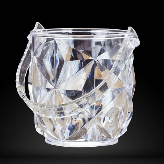 NICEXMAS Round Acrylic Ice Bucket, Break-Resistant, Portable, for Bar and Restaurant Use