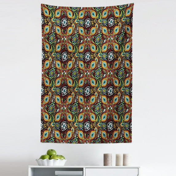 Traditional Tapestry, Folk Funky Pattern with Eastern Bohemian Gypsies Funky Retro Effects, Fabric Wall Hanging Decor for Bedroom Living Room Dorm, 5 Sizes, Multicolor, by Ambesonne