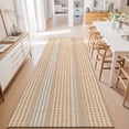 thumbnail image 4 of Rectangle Area Rug 2x6ft, Farm Lattice Houndstooth Pattern Non-Shedding Washable Area Rug, Rustic Beige Khaki Plaid Non Slip Low-Profile Rugs for Living Room, Bedroom Dining Room, 4 of 9