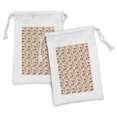 thumbnail image 1 of Autumn Fabric Pouch Set of 2, Earth Tones Inspired Exotic Leaves and Flowers Beauty of Summer Theme, Drawstring Bag for Toiletries Masks and Favors, 9" x 6", Dark Rust Coral Mustard, by Ambesonne, 1 of 2
