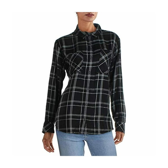 Camisa con botones a cuadros Sanctuary Clothing para mujer color negro XS