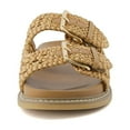 thumbnail image 5 of Cushionaire Weaver Summer Sandals for Women - Shiny Raffia Woven Slip On Womens Slides with Adjustable Buckle, 5 of 11