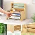 thumbnail image 7 of Bamboo Desk Organizer Mail Holder Countertop Letter Tray File Organizer for Desk Letter Sorter Paper File Storage for School Home Office Supplies, 7 of 7