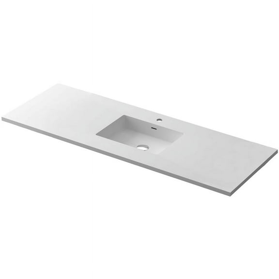 Laviva 313SQ1HSS-54-MW 54 in. Forever VIVA Stone Solid Surface Countertop Bathroom Vanity with Integrated Sink, Matte White