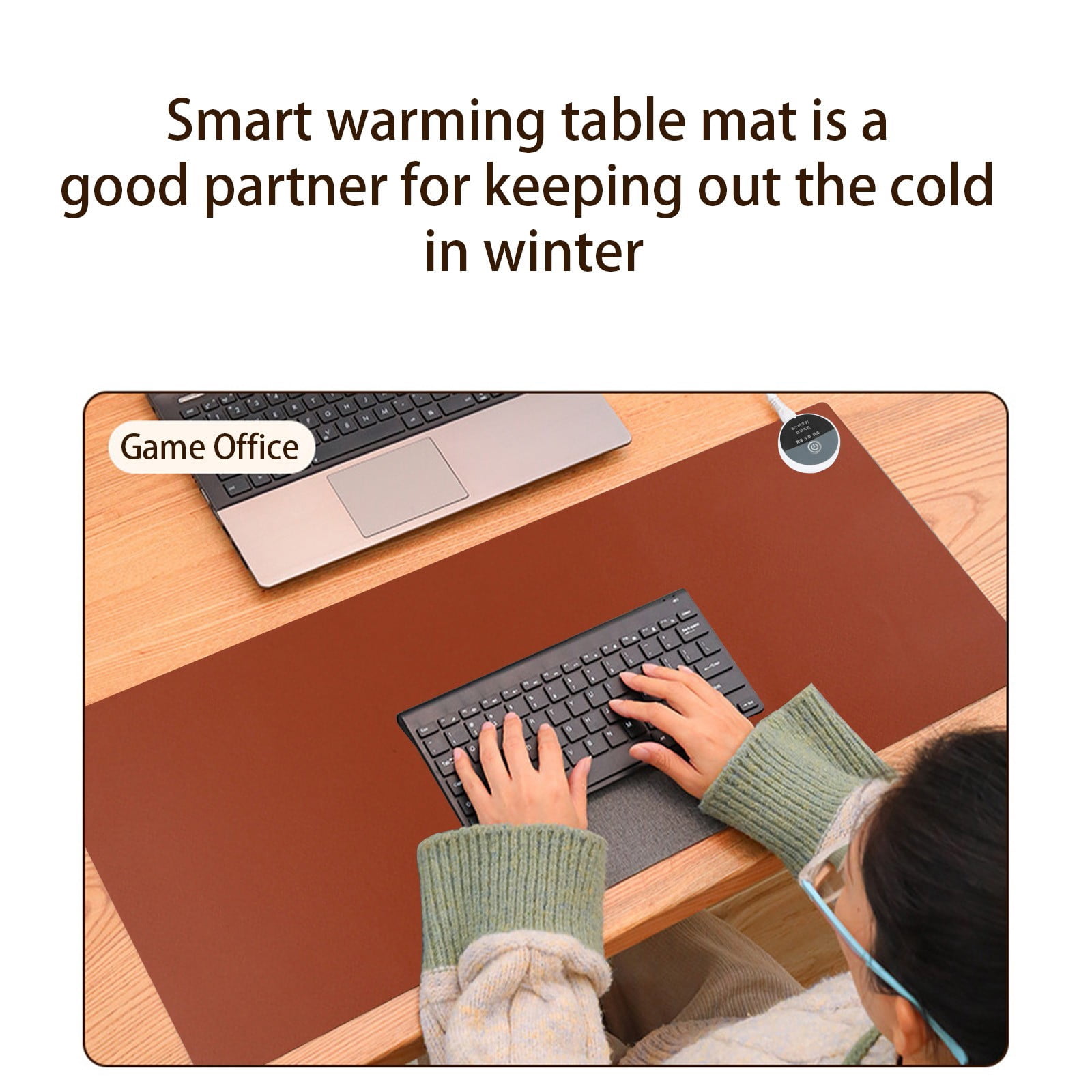 Heated Mouse Pad Desk Warmer - 31.49x12.9in Office Desktop Heating Mat, 35-55°C Constant Temperature Hand Warmer with Auto Shutoff, Non-Slip Table Mat for Home Winter Use