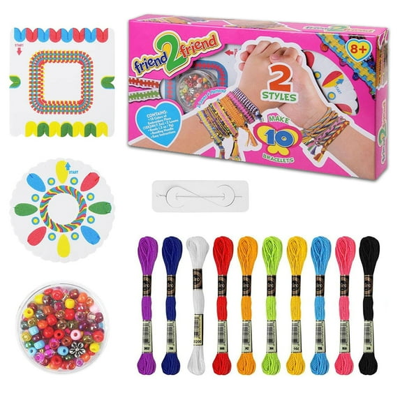 Friendship Bracelet Making Kit Best Friend Bracelet Making Kit Beaded Bracelet Maker Kit DIY Braiding Bracelet Making Kit Charm Bracelets Making Kit Craft Gift for Teen Girls(Style-A)