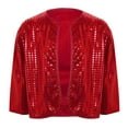 thumbnail image 3 of Girls Carnival Cheerleader Sparkly Stage Performance Jacket Open Front Cardigan with Sequins Polka Design, 3 of 4
