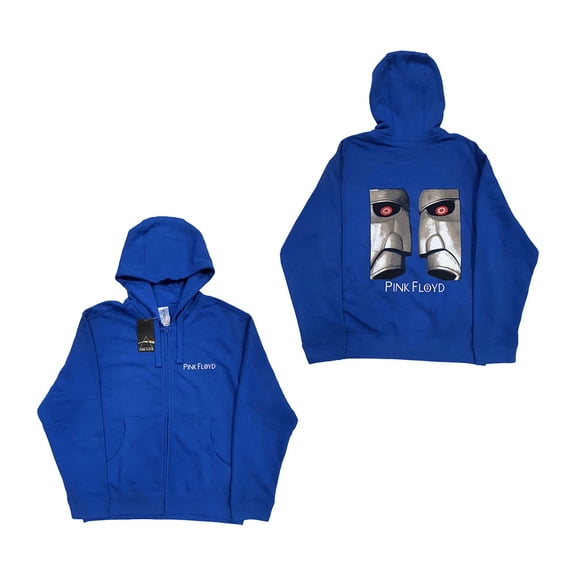 Men's Pink Floyd Metal Heads Close Up (Back Print) Zippered Hooded Sweatshirt XX-Large Blue