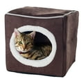 thumbnail image 4 of Cat House ? Plush Enclosed Cat Bed with Removable Cushion ? Foam Pet Cave Bed for Kittens or Small Dogs up to 16lbs by Petmaker (Dark Brown), 4 of 7