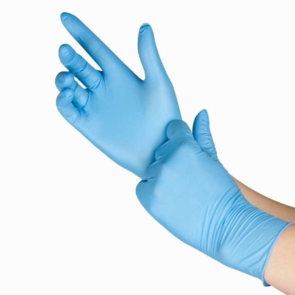 Blue Nitrile Powder Free Disposable Gloves, 9", 3.5 MIL, Non-Sterile, Size Large, 100 Gloves Per Box