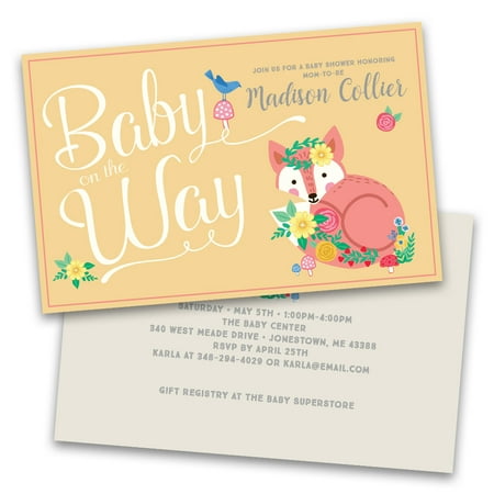 Personalized Baby On The Way Floral Fox Personalized Baby Shower
