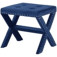thumbnail image 1 of Velvet Fabric Upholstered Square Accent Bench in Blue, 1 of 2