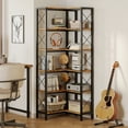 thumbnail image 6 of IRONCK 6-Tier Corner Shelf, Industrial L-shaped Display Bookshelf, Freestanding Bookcase for Living Room Home Office, Brown, 6 of 6