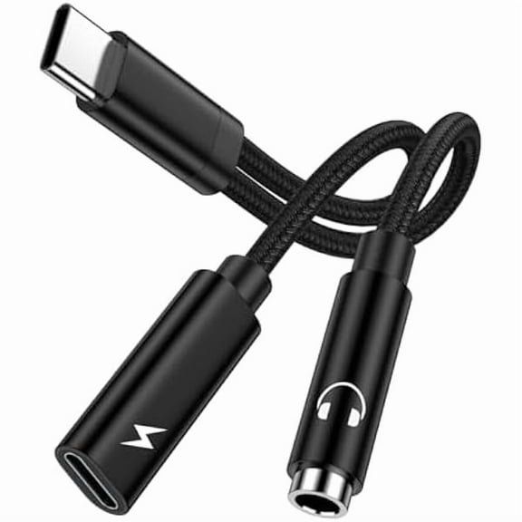 USB C to 3.5mm Headphone and Charger Adapter,2 in 1 60W Fast Type C to AUX Audio Jack Cable Dongle Cord