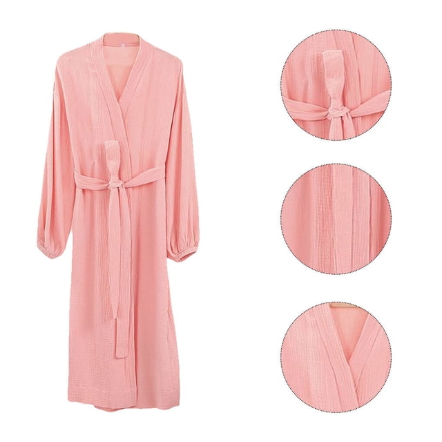 Robes de Détente Décontractées à Ouverture Frontale pour Femmes, Style Printemps, Vêtements de Nuit Simples à Manches Longues pour Filles, Robe de Nuit à la Maison, Vêtements de Pyjama, Rose P
