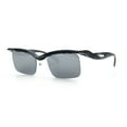 thumbnail image 4 of Aerodynamic Streamline Plastic Half Rim Rimless Rectangle Fashion Sunglasses Black - Silver Mirror, 4 of 8