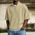 thumbnail image 2 of Cheytotty Waffle Henley Shirts For Men Short Sleeve Comfy Blouse Workout Golf Tops Khaki S, 2 of 8