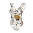 thumbnail image 2 of Picia Hand Drawn Animals Blooming Jelly Womens Tummy Control Bathing Suits Slimming Ruffle Swimsuit One Piece Lace Swimwear-, 2 of 8