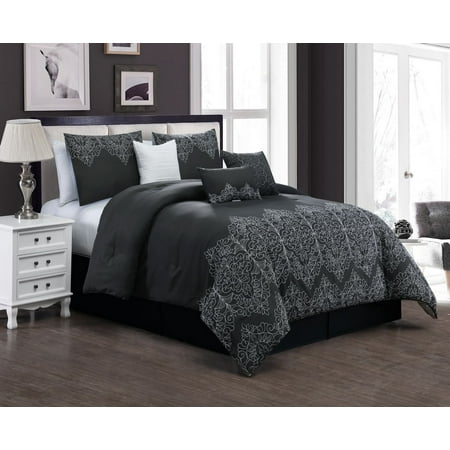 7 Piece Pati Black Comforter Set Walmart Com
